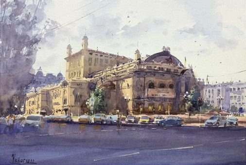 Painting «Opera and Ballet Theatre, Kiev», watercolor, paper. Painter Mykytenko Viktor. Buy painting