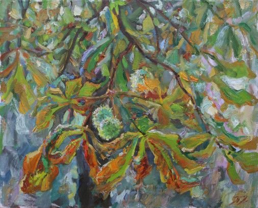 Painting «Kyiv chestnut trees II. September», oil, canvas. Painter Pavlenko Leonid. Buy painting