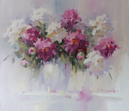 Painting «Peonies, morning 2», oil, canvas. Painter Terebylo Mykhailo. Buy painting