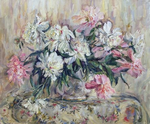 Painting «White and pink peonies», oil, canvas. Painter Brazhnyk Olena. Buy painting