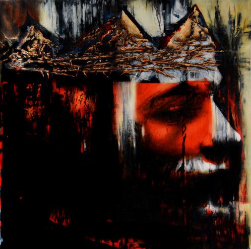 Painting «The crown - a crown of thorns», oil, acrylic, watercolor, mixed media, ink, paper, hardboard / cardboard. Painter Drozdova Mariia. Buy painting