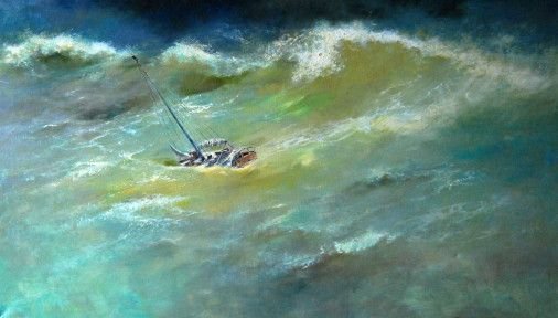 Painting «Among the waves», oil, canvas. Painter Kolesnykov Vitalii. Buy painting