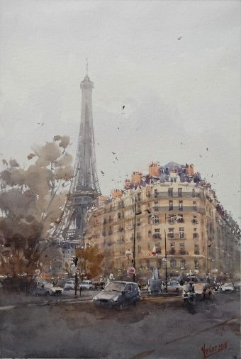 Painting «Paris. Autumn streets», watercolor, paper. Painter Mykytenko Viktor. Buy painting