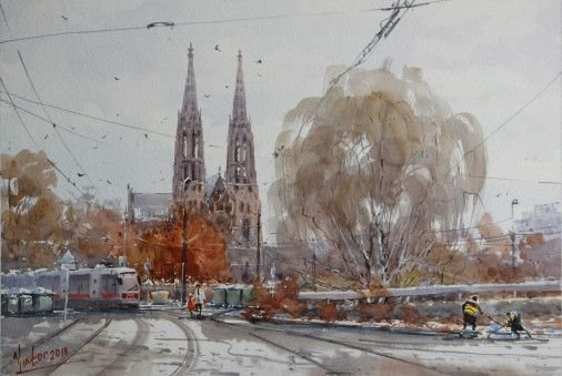Painting «Vienna. Autumn», watercolor, paper. Painter Mykytenko Viktor. Buy painting