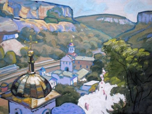 Painting «Golden domes», gouache, hardboard. Painter Timoshenko Vladimir. Buy painting