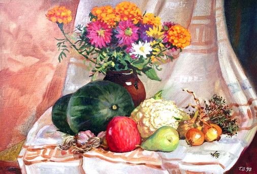 Painting «Still life with marigold», oil, canvas. Painter Timoshenko Vladimir. Buy painting