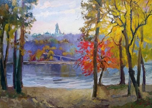 Картина «Осень в Гидропарке», масло, холст. Художница Добрякова Дарья. Купить картину