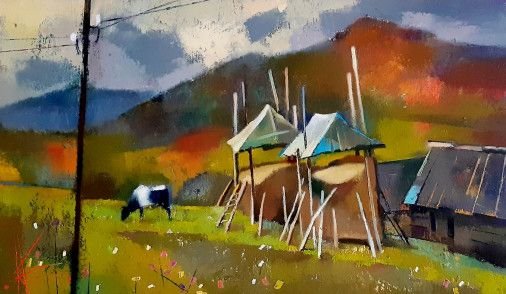 Painting «Carpathian everyday life», oil, canvas. Painter Korniienko Oksana. Buy painting