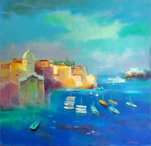 Painting «Sunny city», oil, canvas. Painter Movchan Vitalii. Buy painting