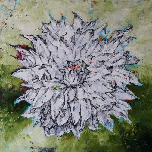 Картина «Квітка 2», олійні фарби, акрил, маркер і фломастер, туш, полотно. Художниця Туманова Дарія. Купити картину