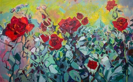 Painting «Roses», oil, canvas. Painter Lunov Oleh. Sold