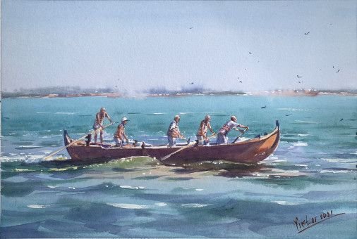 Painting « rowers», watercolor, paper. Painter Mykytenko Viktor. Buy painting