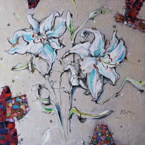 Painting «Lilies», oil, acrylic, canvas. Painter Tumanova Dariia. Buy painting