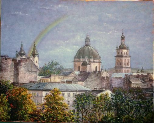 Painting «Lviv Rainbow», oil, canvas. Painter Bahatska Nataliia. Buy painting