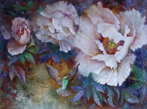 Painting «Peonies», oil, canvas. Painter Dobrodii Hanna. Buy painting