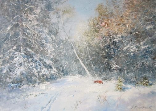 Painting «First snow», oil, canvas. Painter Kolesnykov Vitalii. Buy painting