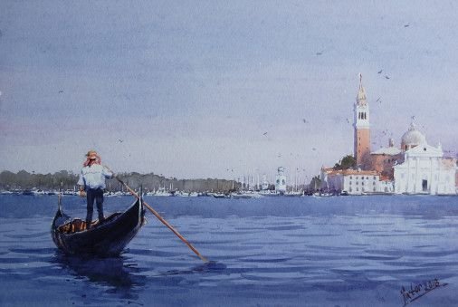 Painting «Venice, gondolier», watercolor, paper. Painter Mykytenko Viktor. Buy painting