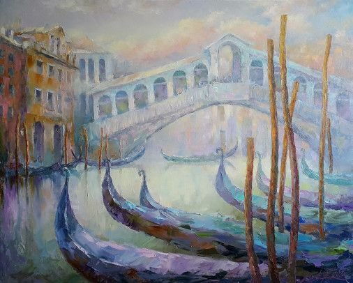 Картина «Раннее утро. Мост Риальто», масло, холст. Художница Лаптева Виктория. Купить картину