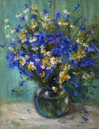 Painting « Summer bouquet», oil, canvas. Painter Tomesko Yuliia. Sold