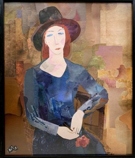 Painting «Memories of Modigliani», collage, paper, hardboard / cardboard. Painter Miroshnychenko Liubov. Buy painting
