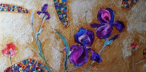 Painting «Irises», oil, acrylic, canvas. Painter Tumanova Dariia. Sold