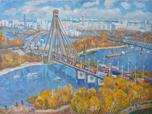 Painting «Kyiv. Autumn on the Dnieper», oil, canvas. Painter Kyrylenko-Barannikova Halyna. Buy painting