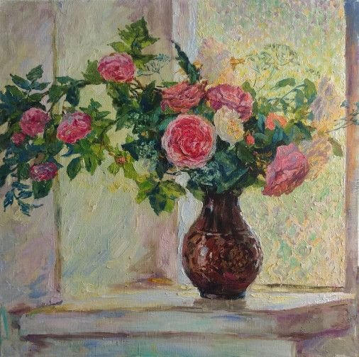 Картина «Троянди зі старого саду», олійні фарби, полотно. Художниця Гунченко Світлана. Купити картину