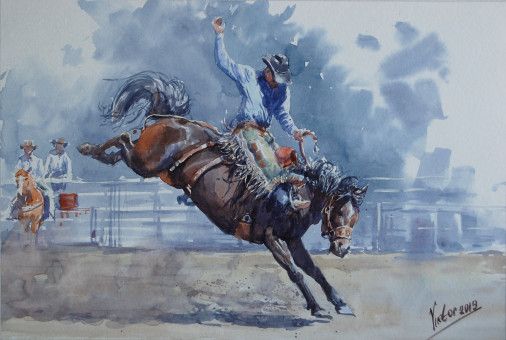 Painting «Cowboy on the rodeo», watercolor, paper. Painter Mykytenko Viktor. Buy painting