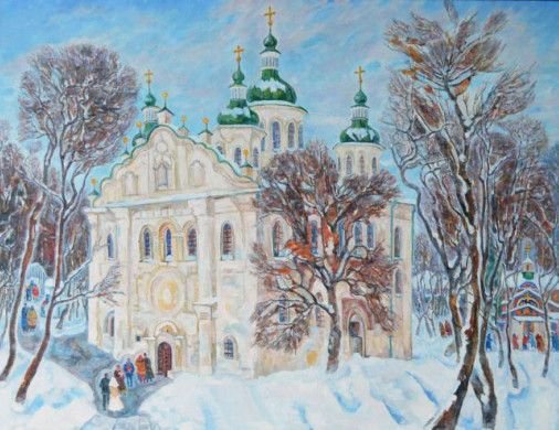 Painting «Kyrylivska church. Wedding», oil, canvas. Painter Kyrylenko-Barannikova Halyna. Buy painting