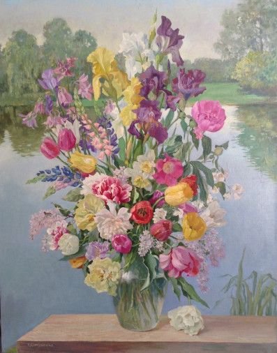 Painting «Morning on the lake», oil, canvas. Painter Demianenko Tetiana. Buy painting