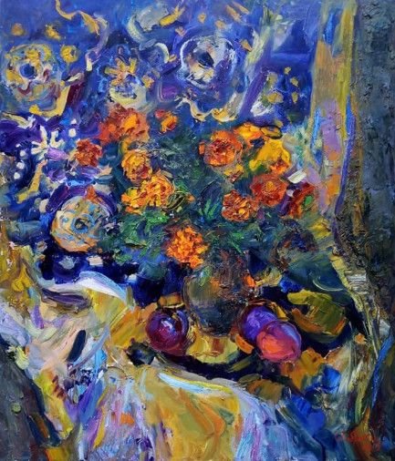 Картина «Натюрморт с цветами», масло, холст. Художница Добрякова Дарья. Купить картину