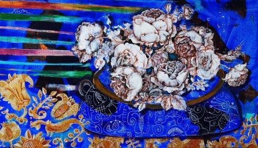 Картина «Розы в вазе», масло, акрил, холст. Художница Туманова Дария. Купить картину