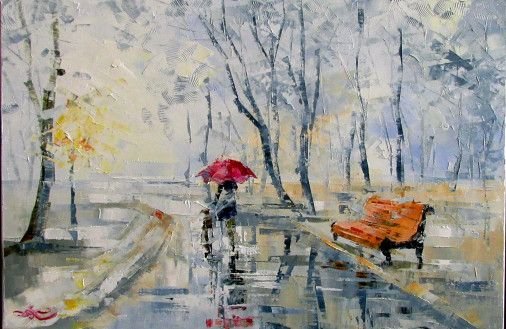 Painting «Two in the fog», oil, canvas. Painter Kolos Anna. Buy painting
