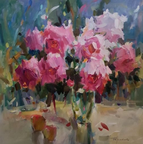 Painting «Peonies in the sun», oil, canvas. Painter Terebylo Mykhailo. Buy painting
