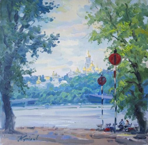 Painting «View of the Lavra from across the Dnieper», oil, canvas. Painter Kutilov Yurii. Buy painting