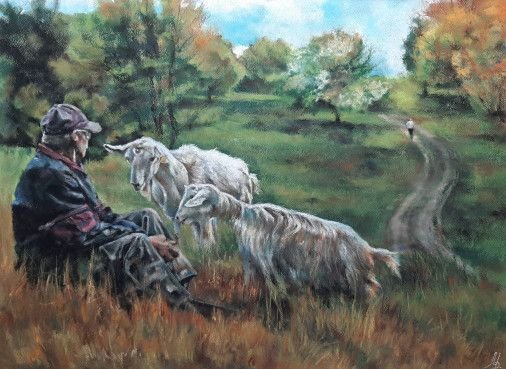 Painting «Looking into the distance», pastel, paper. Painter Dobrovolska Maryna. Sold