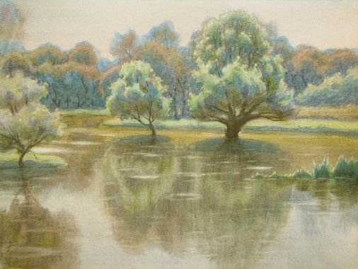 Painting «Flood river», watercolor, paper. Painter Korinok Viktor. Buy painting