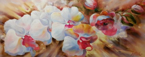 Картина «Орхідеї - квіти любові», олійні фарби, полотно. Художниця Лаптєва Вікторія. Купити картину