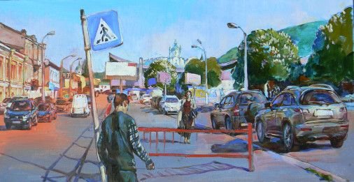 Painting «The Rye Market. Kyiv», oil, canvas. Painter Kutsachenko Andrii. Buy painting