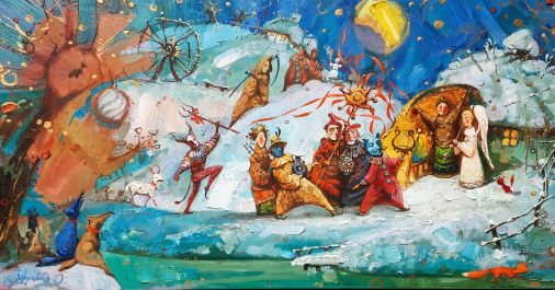 Painting «Christmas Eve. Winter», oil, canvas. Painter Zbrutska Oksana. Sold