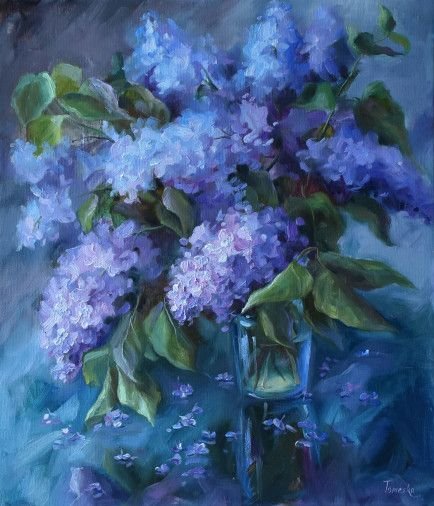 Painting «Evening lilac», oil, canvas. Painter Tomesko Yuliia. Buy painting