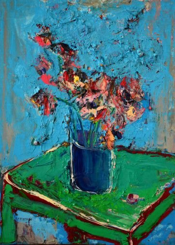Painting «Flowers on the chair», oil, canvas. Painter Melnyk Ihor. Buy painting