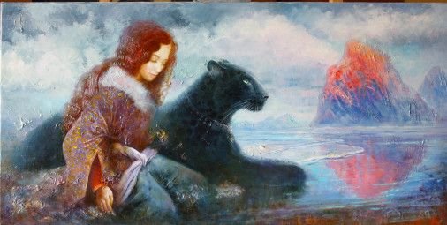 Painting «Blue Lagoon», oil, canvas. Painter Dobrodii Hanna. Sold