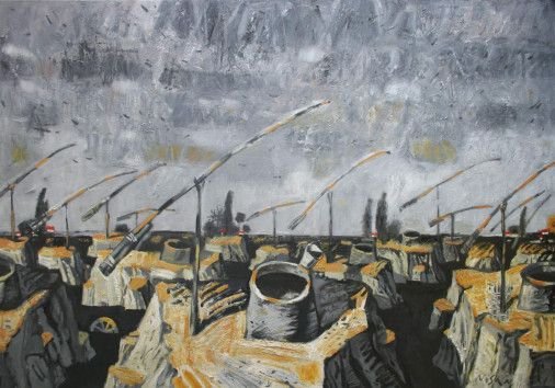 Painting «Black water. On the line of demarcation», oil, canvas. Painter Nosan Volodymyr. Sold