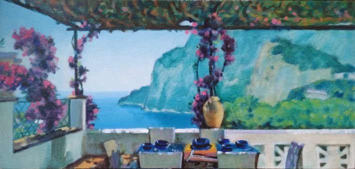 Painting «Terrace in Capri», oil, hardboard. Painter Timoshenko Vladimir. Buy painting
