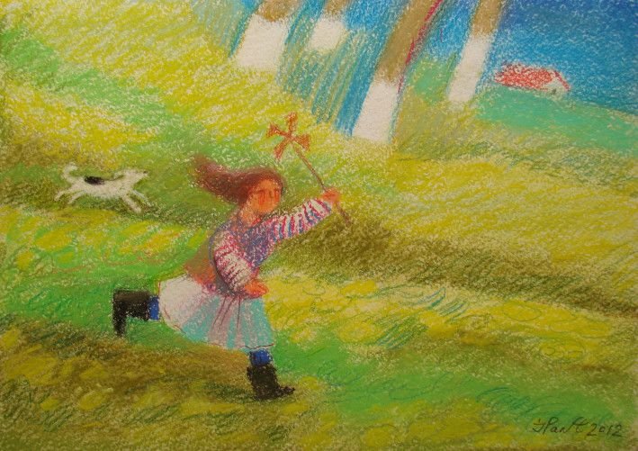 Картина «Весна в Коломиї. Замальовка 5. Весняний вітерець», пастель, папір. Художниця Пантелемонова Інна. Купити картину