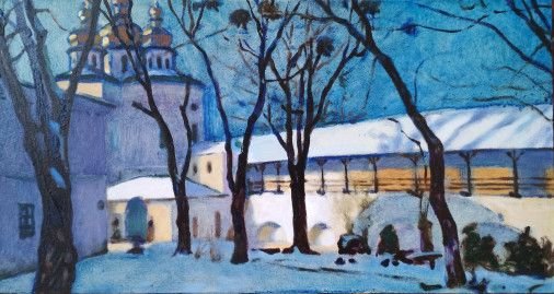 Painting «Yard in the Lavra», oil, hardboard. Painter Timoshenko Vladimir. Buy painting