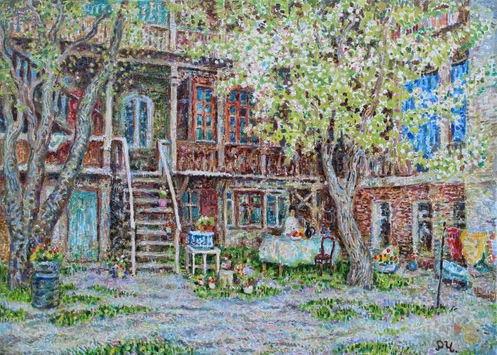Painting «Tbilisi courtyard», oil, canvas. Painter Chudnovsky Roman. Buy painting