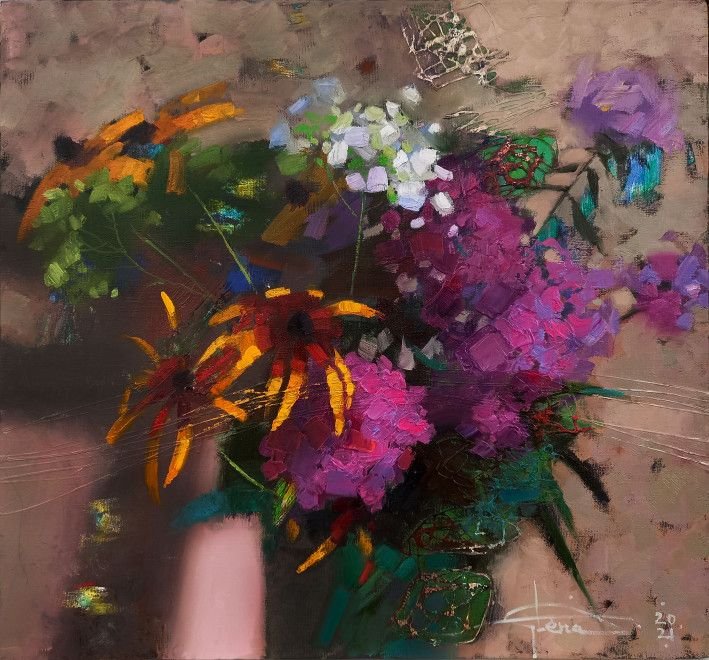 Картина «Квіткові радощі», олійні фарби, полотно. Художниця Саченко Олена. Купити картину