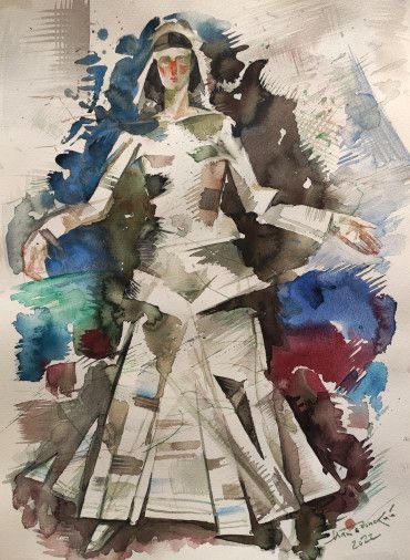 Painting «Carrying the earth», watercolor, paper. Painter Makedonskyi Pavlo. Buy painting